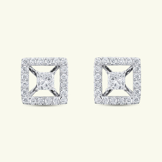 Ravelle Halo Diamond Stud Earrings