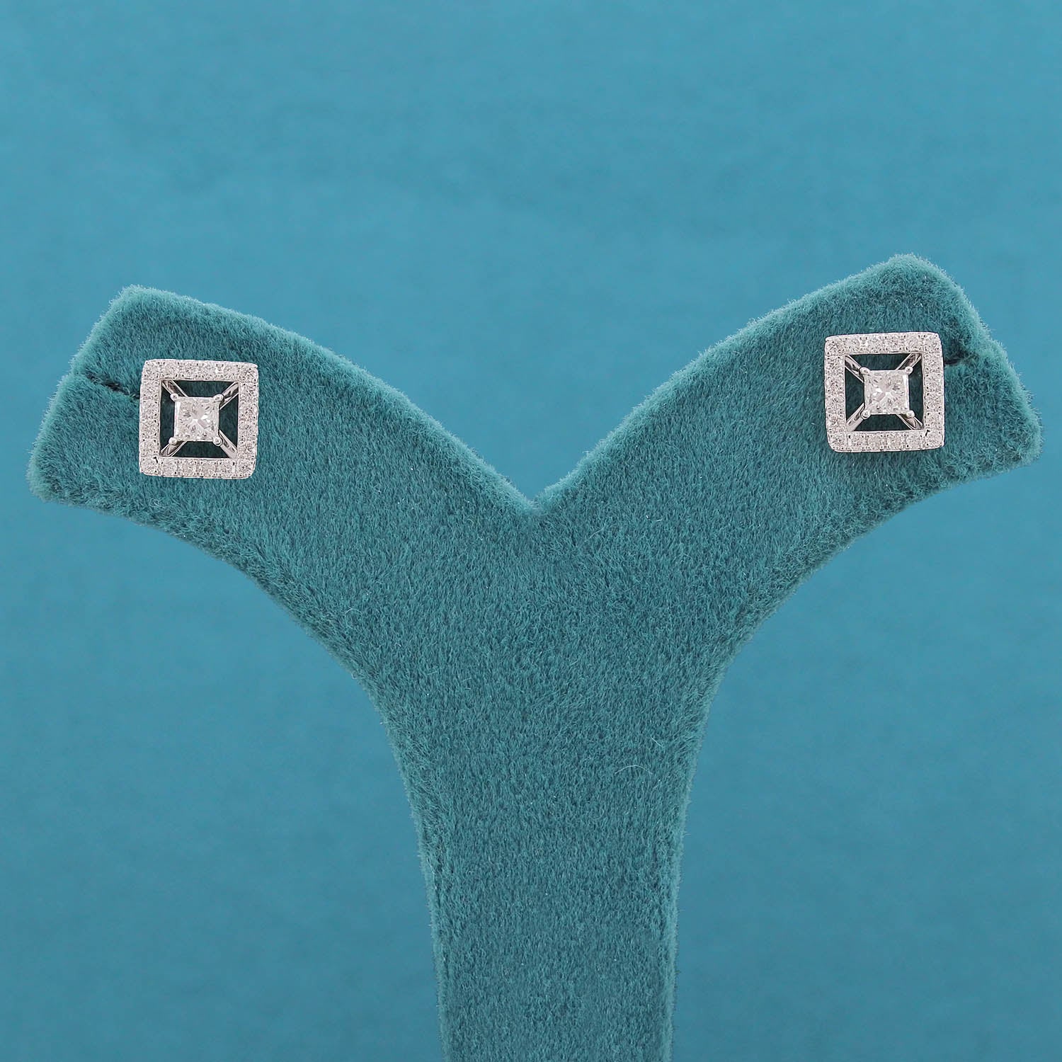 Ravelle Halo Diamond Stud Earrings