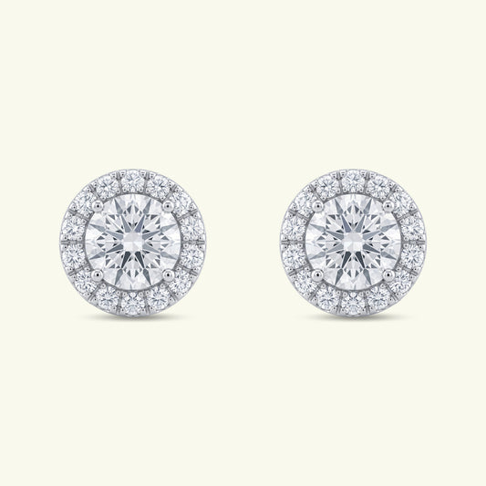 Amira Halo Diamond Stud Earrings