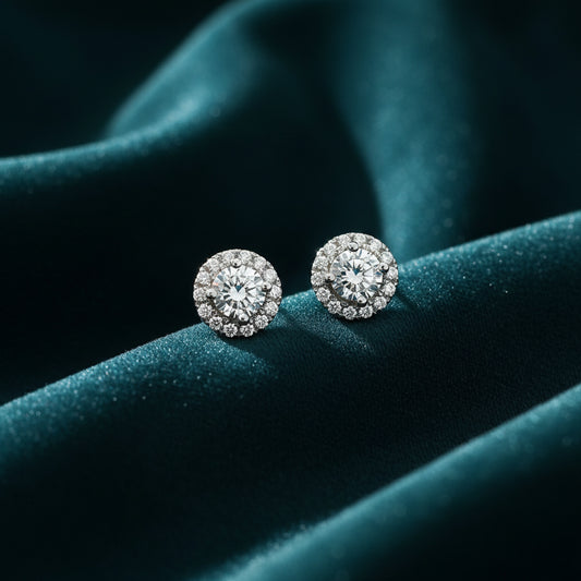 Amira Halo Diamond Stud Earrings