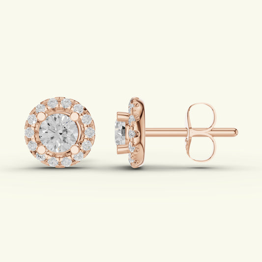 Amira Halo Diamond Stud Earrings