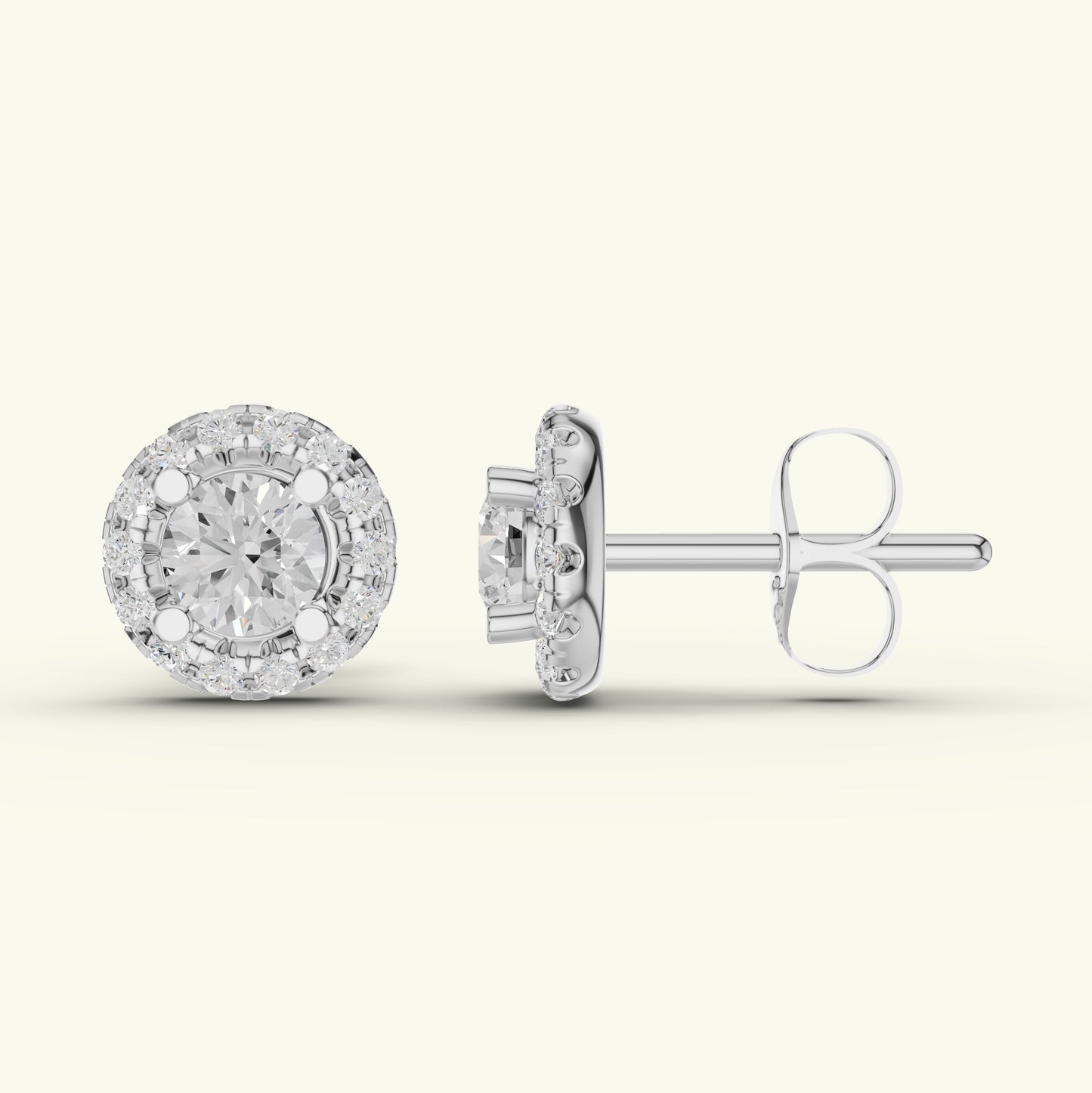 Amira Halo Diamond Stud Earrings