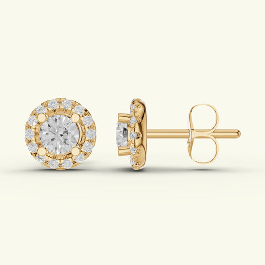 Amira Halo Diamond Stud Earrings