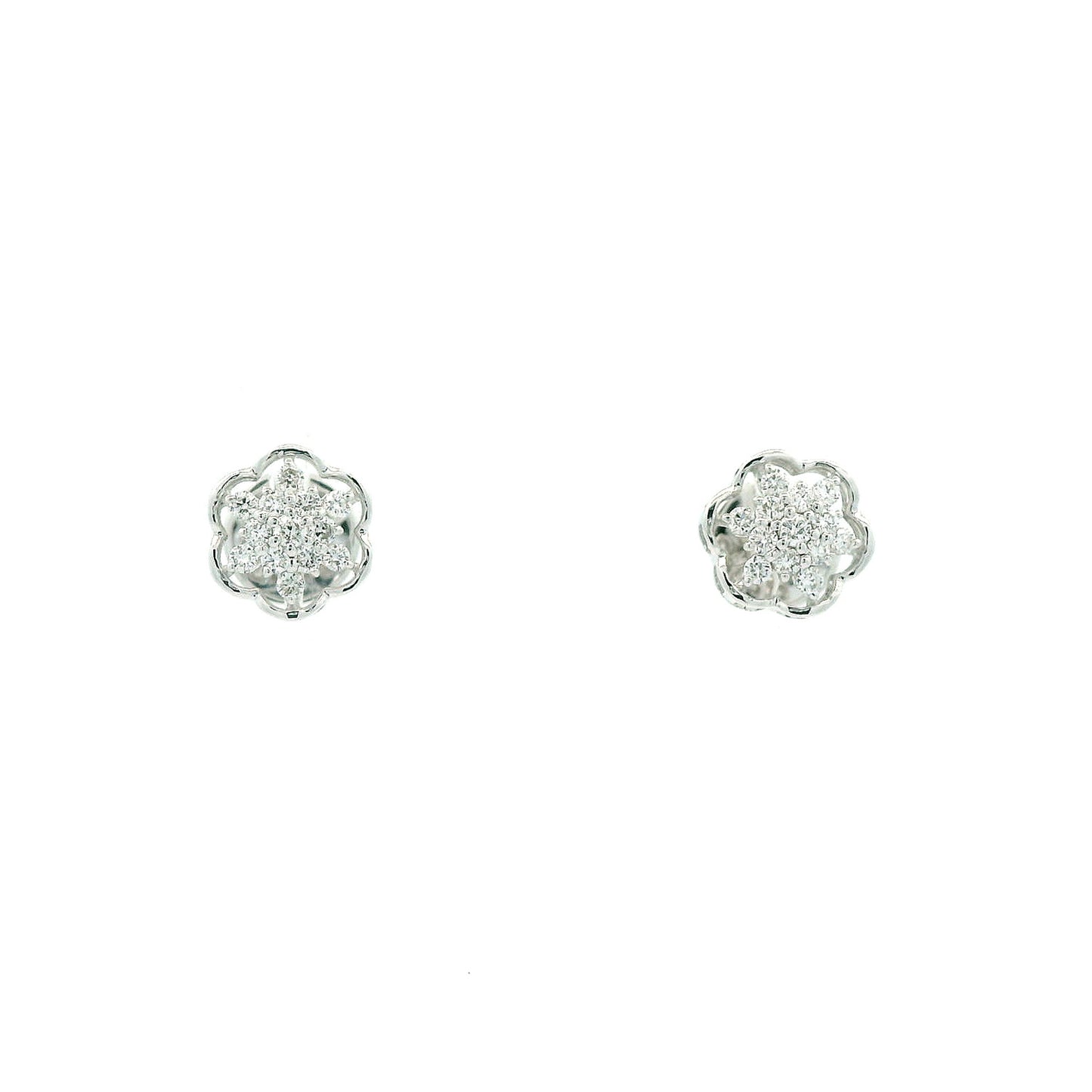 Avenya Floral Diamond Stud Earrings