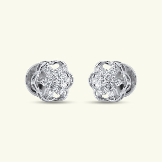 Avenya Floral Diamond Stud Earrings