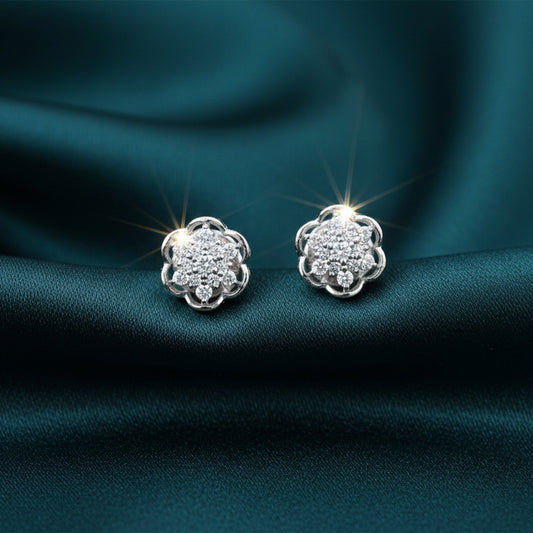 Avenya Floral Diamond Stud Earrings