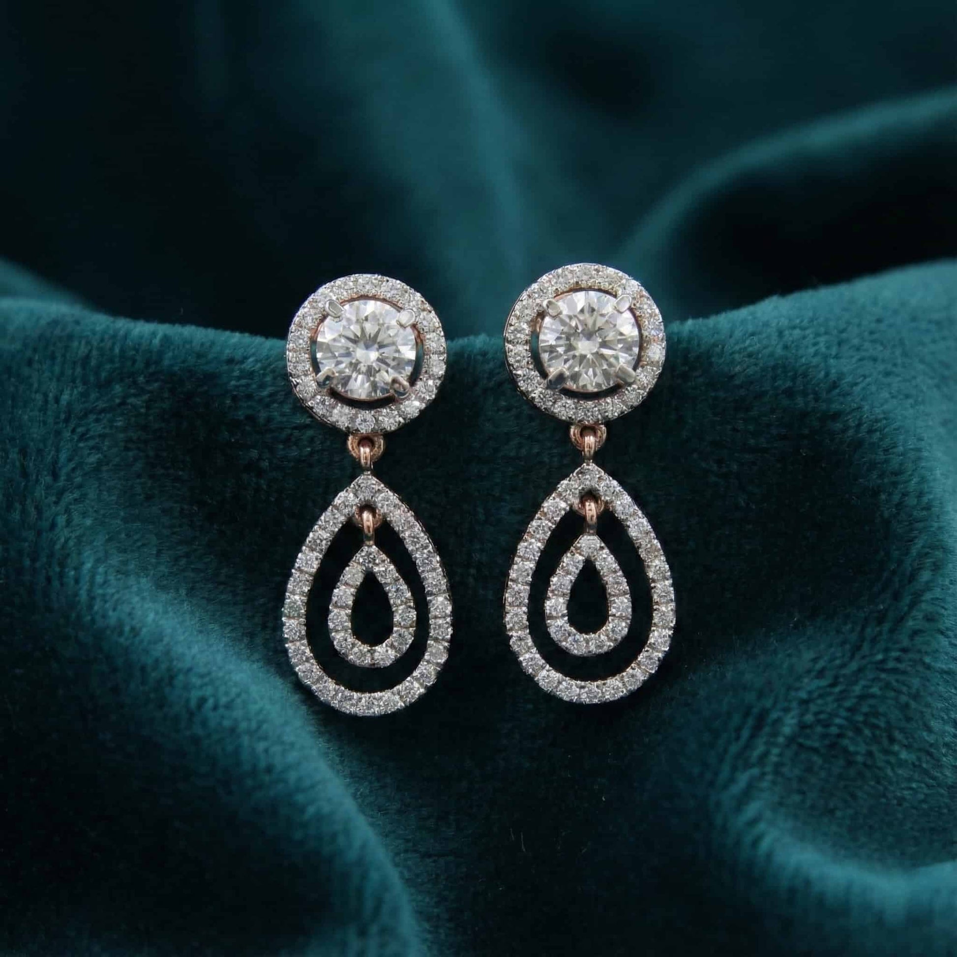 Sylene Halo Diamond Drop Earring