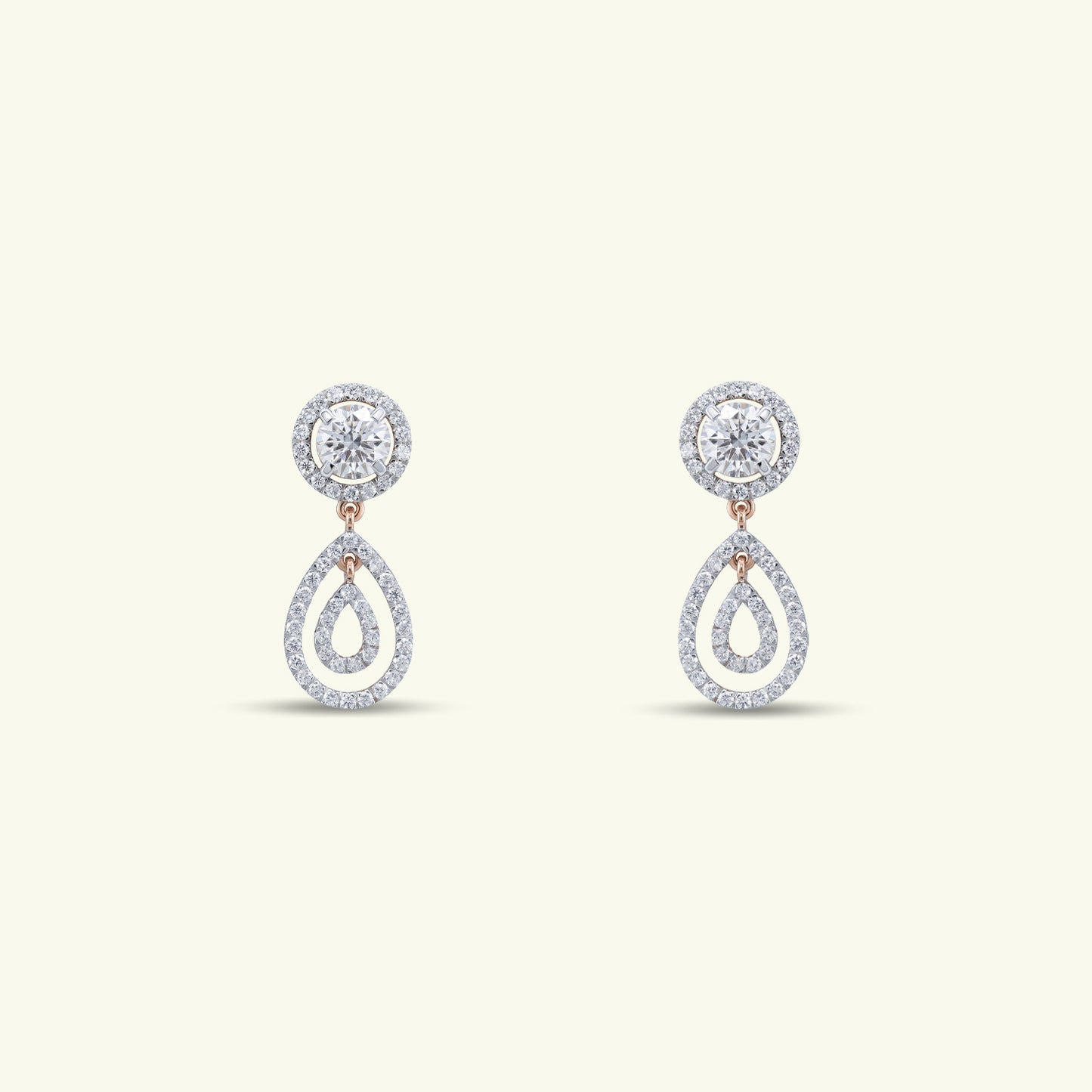 Sylene Halo Diamond Drop Earring