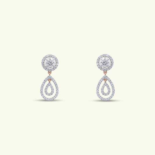 Sylene Halo Diamond Drop Earring