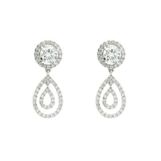 Sylene Halo Diamond Drop Earring
