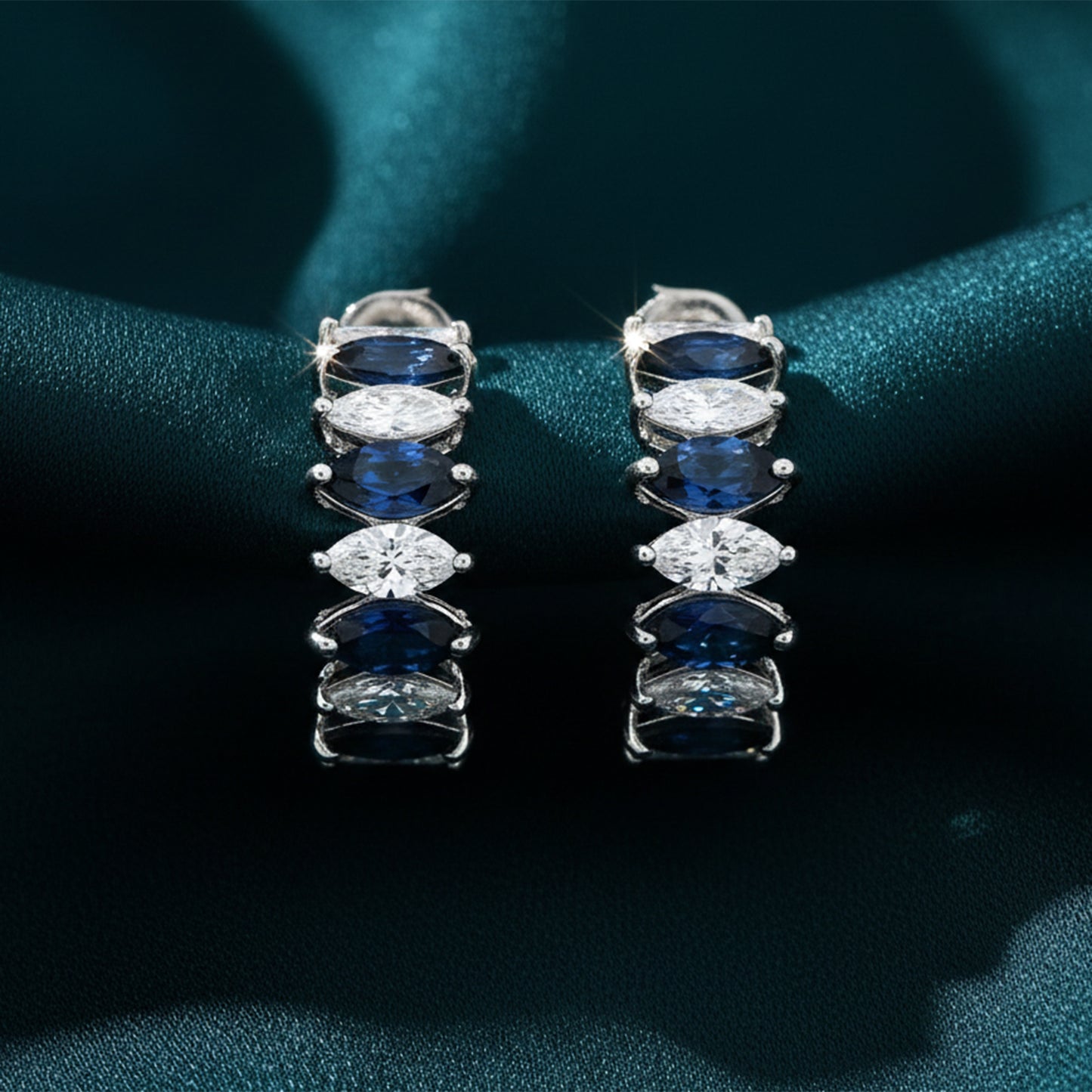 Erivelle Coloured Stone Diamond Hoop Earrings