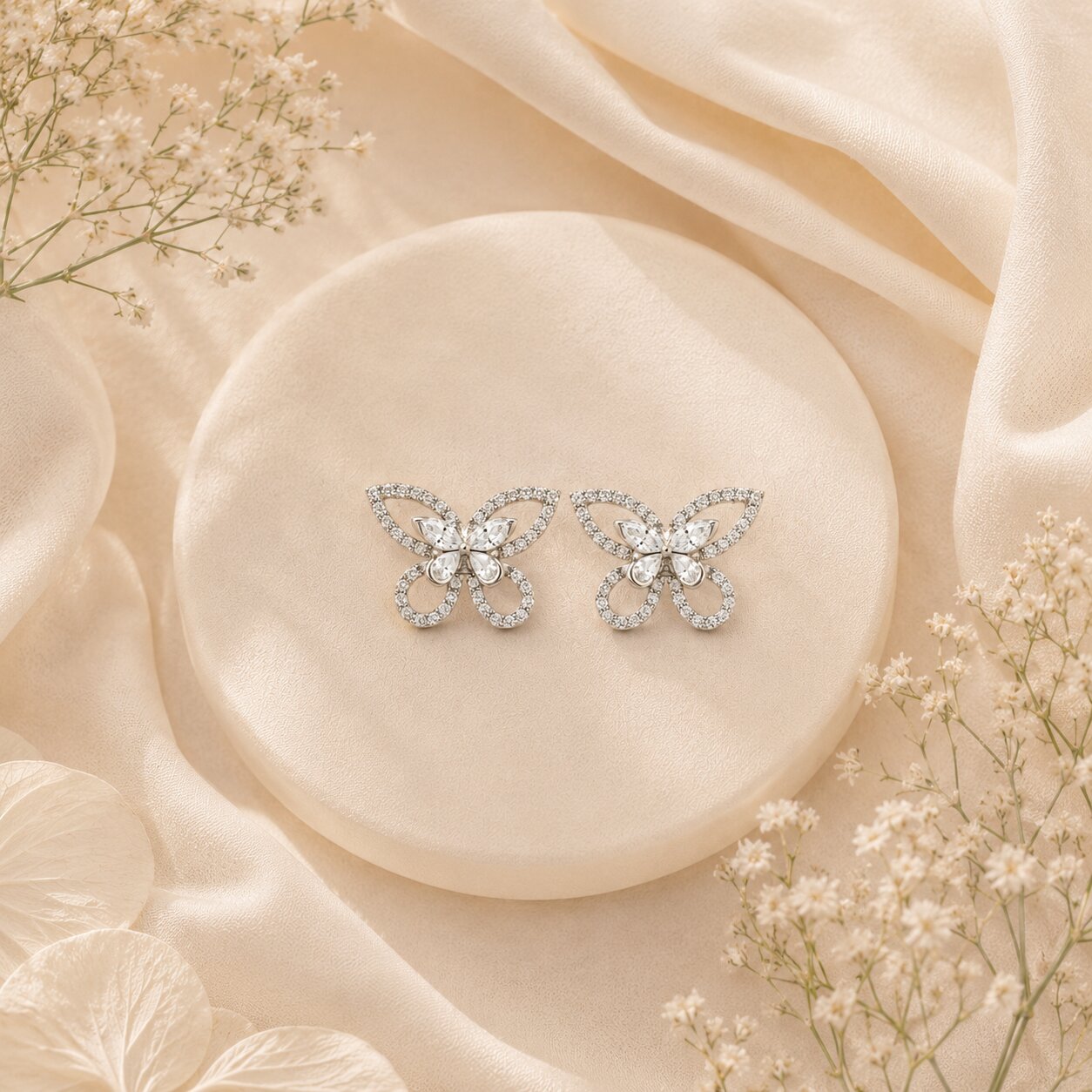 Elara Wing Diamond Stud Earrings