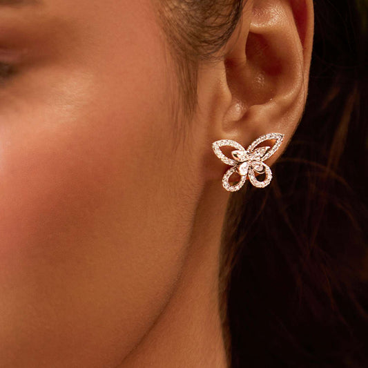 Elara Wing Diamond Stud Earrings