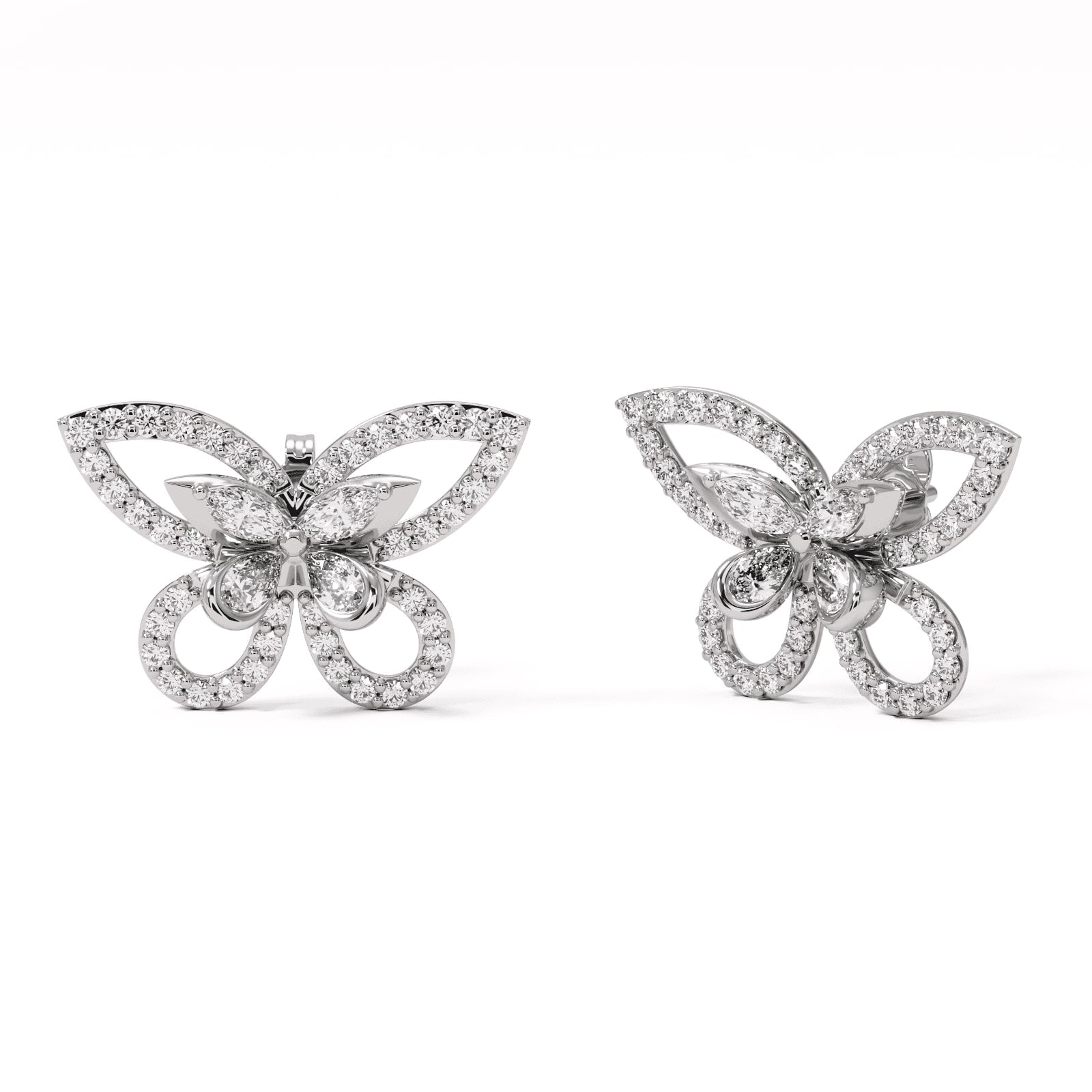 Elara Wing Diamond Stud Earrings