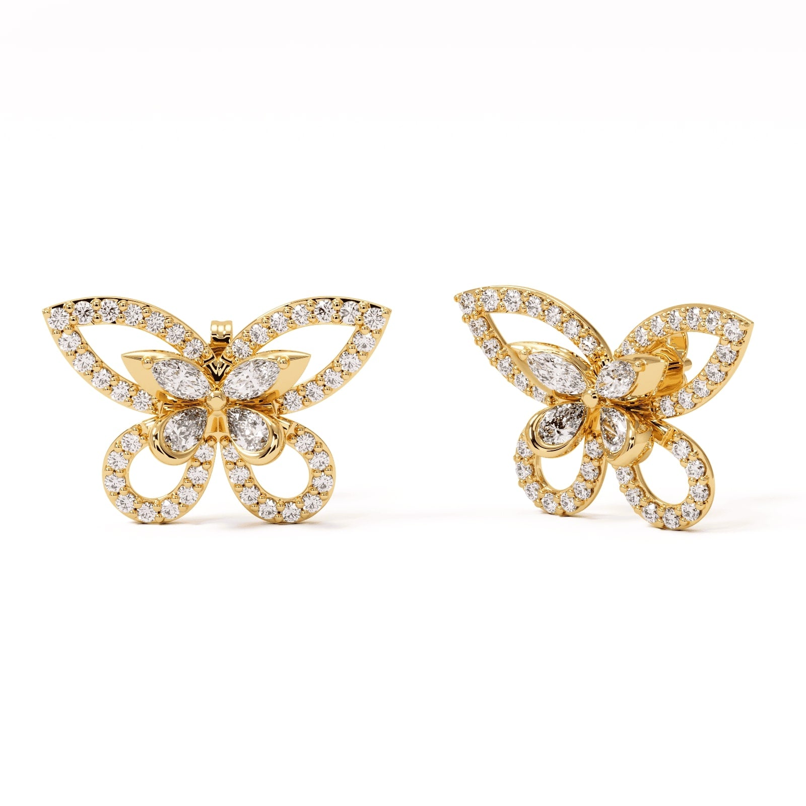 Elara Wing Diamond Stud Earrings