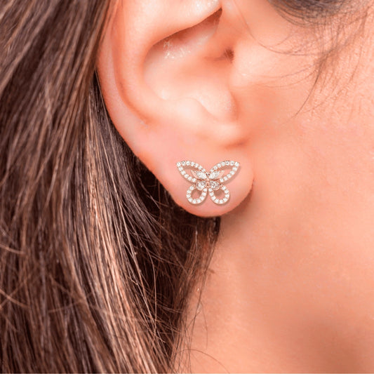 Elara Wing Diamond Stud Earrings