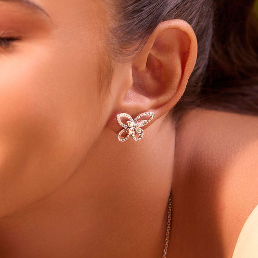 Elara Wing Diamond Stud Earrings