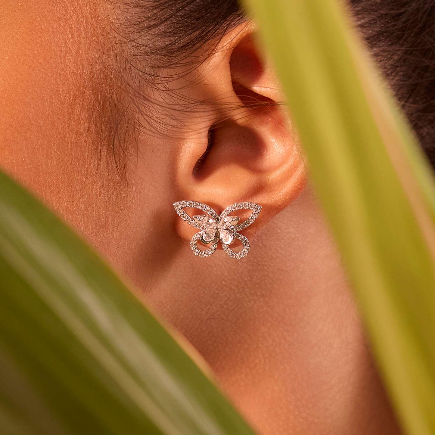 Elara Wing Diamond Stud Earrings