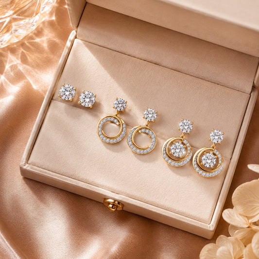 Transformable diamond drop earrings in real gold