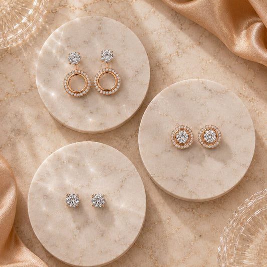 Multi-style diamond earrings with detachable components