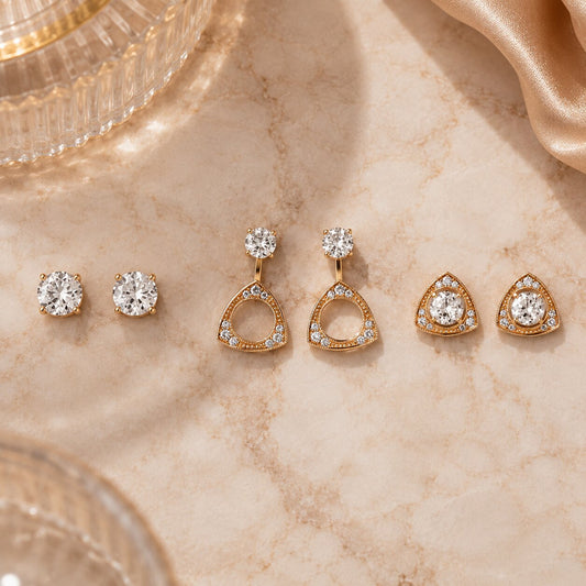 Convertible triangle and floral diamond earrings