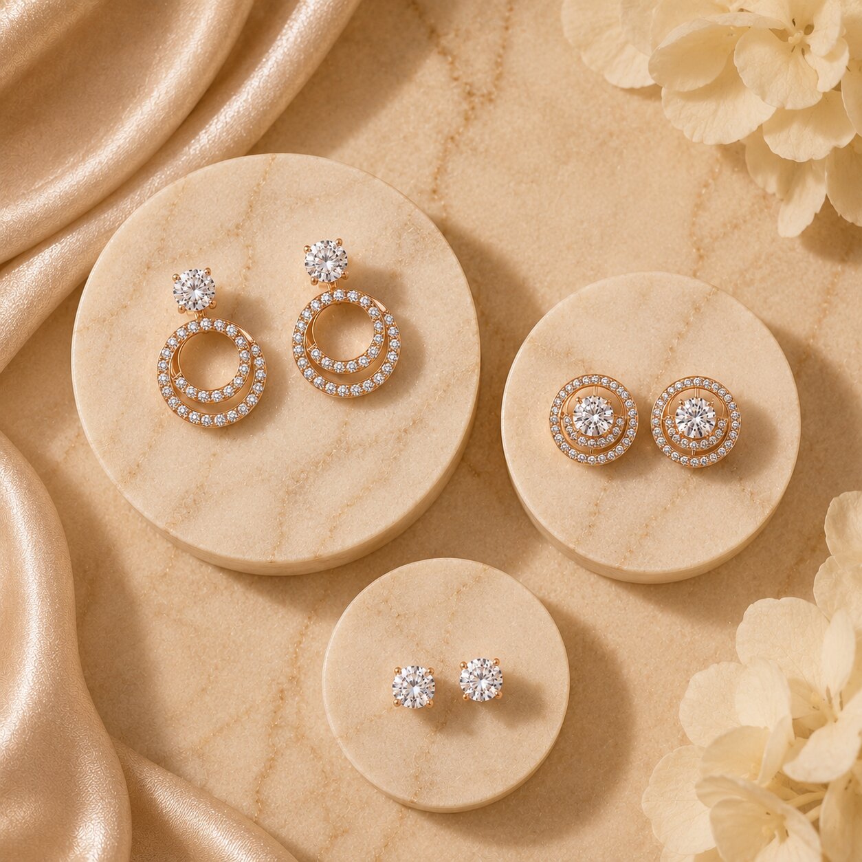 Convertible halo diamond earrings with stud option