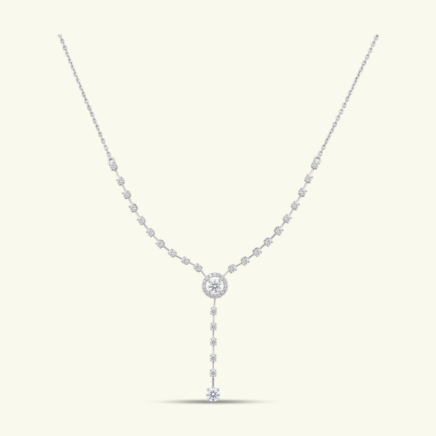 Zamira Halo Diamond Lariat Necklace