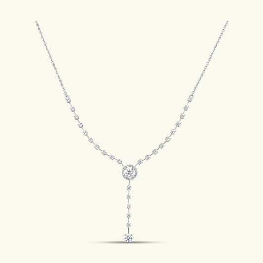 Zamira Halo Diamond Lariat Necklace