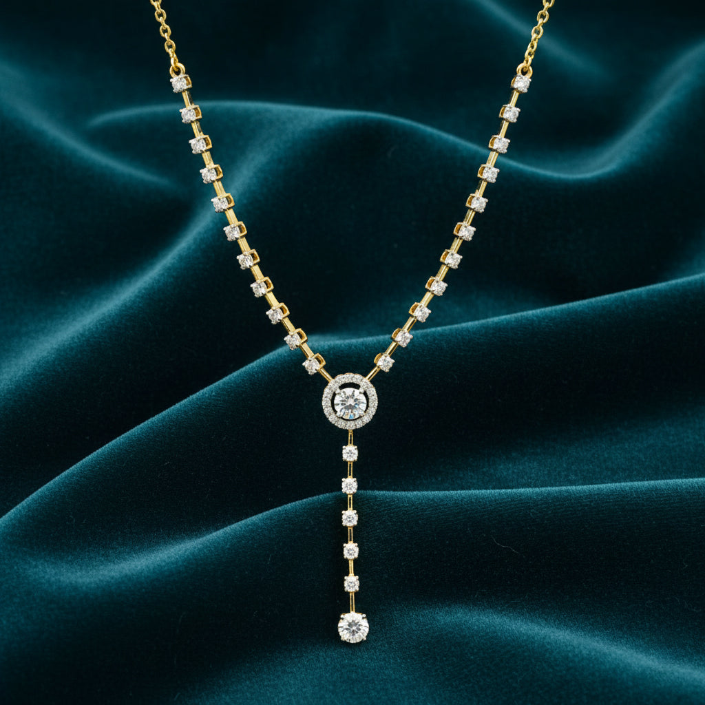 Zamira Halo Diamond Lariat Necklace