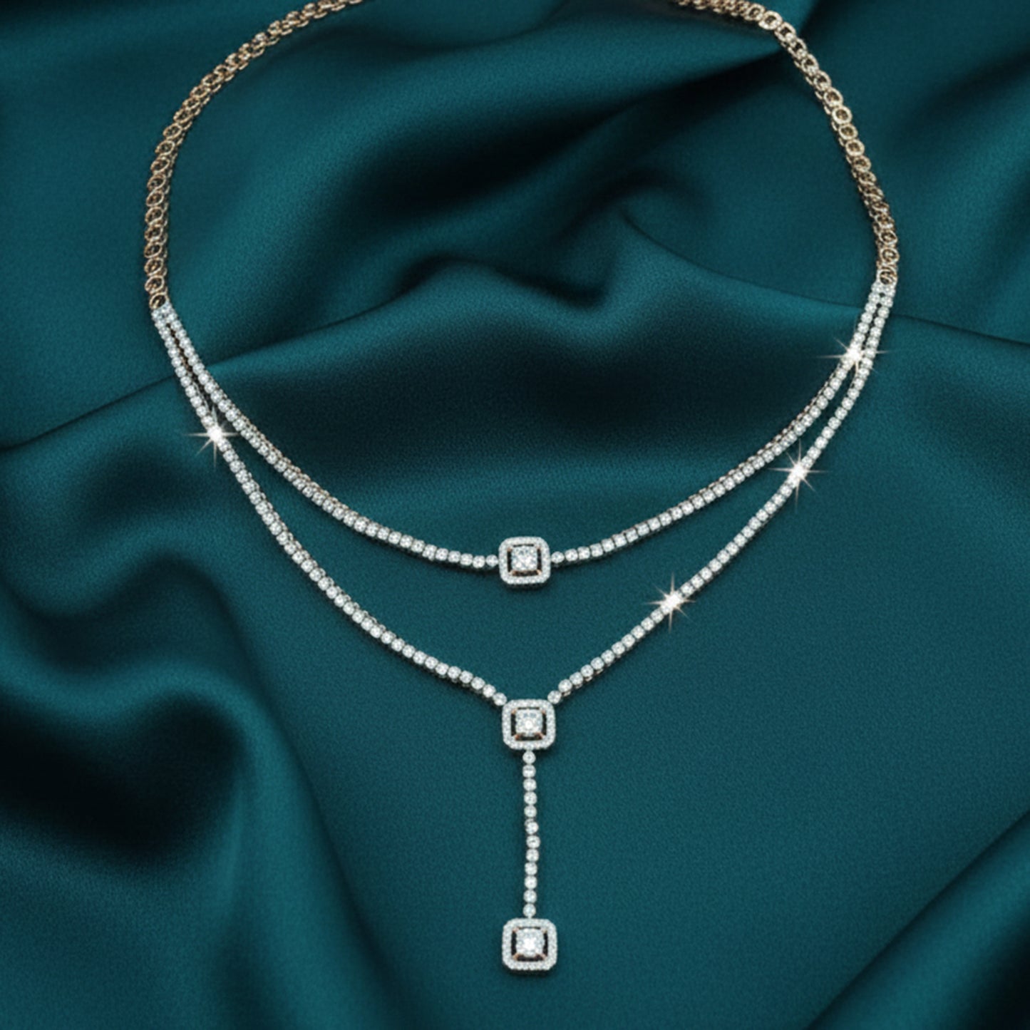 Elani Halo Diamond Lariat Necklace