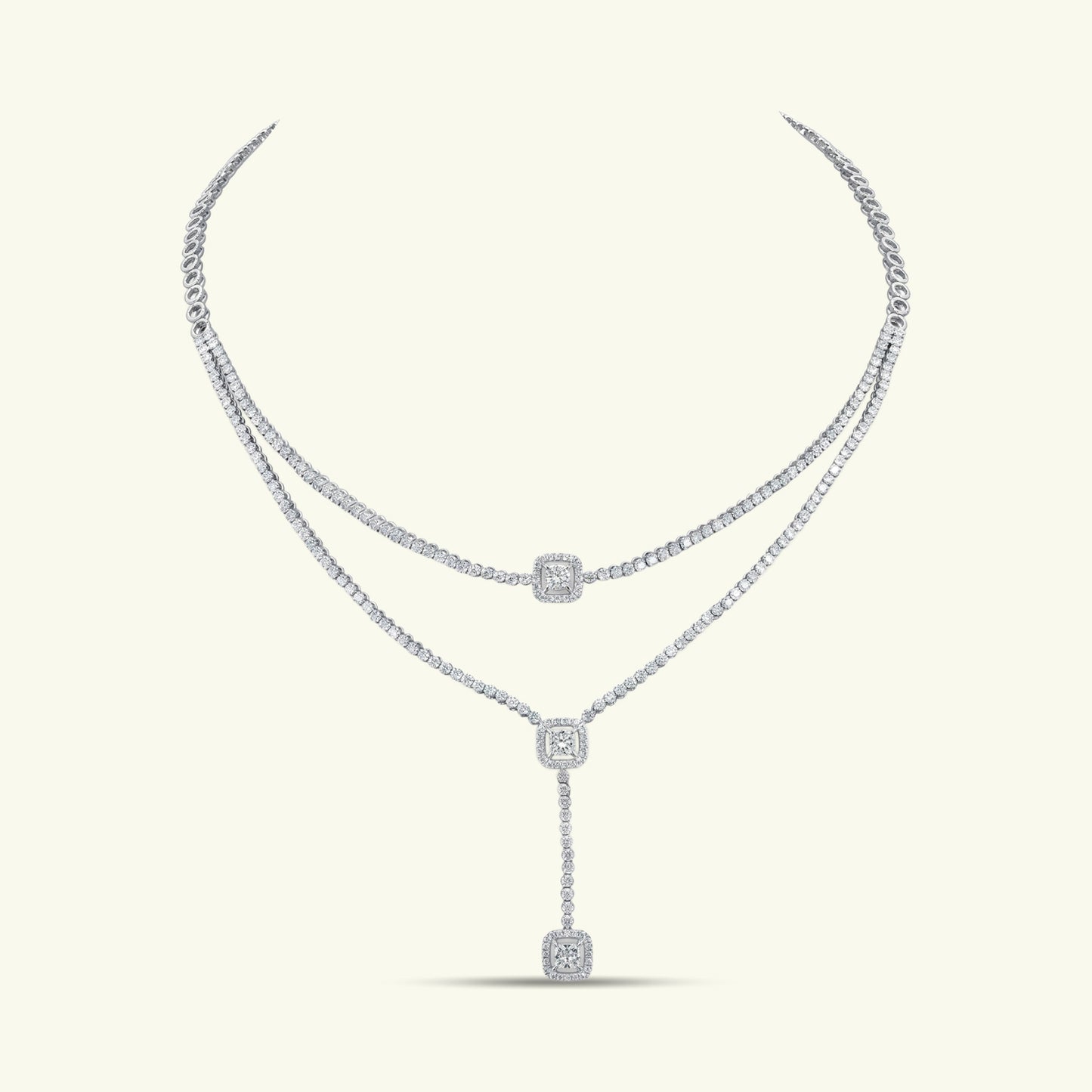 Elani Halo Diamond Lariat Necklace