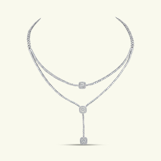 Elani Halo Diamond Lariat Necklace