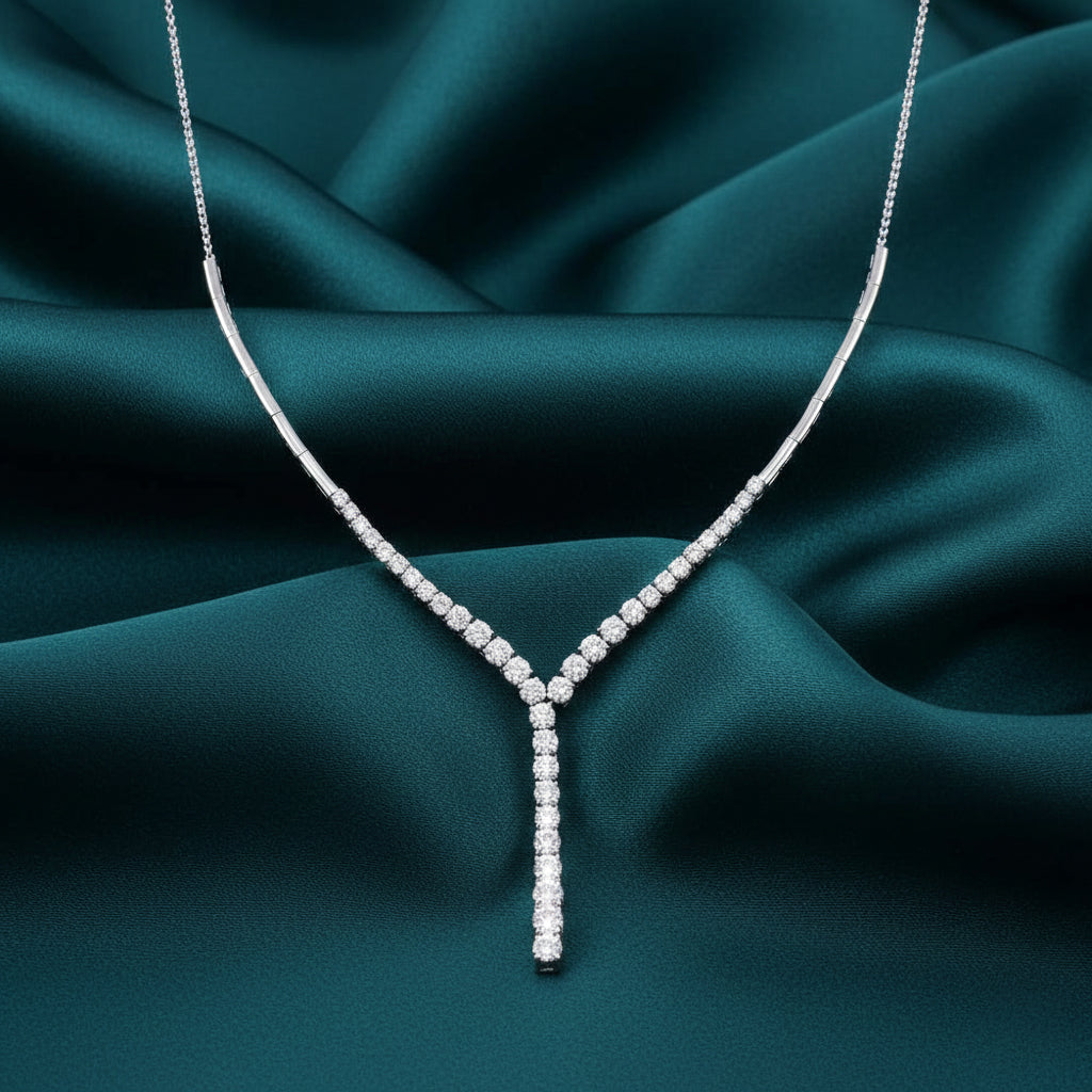 Serina Thread Diamond Lariat Necklace