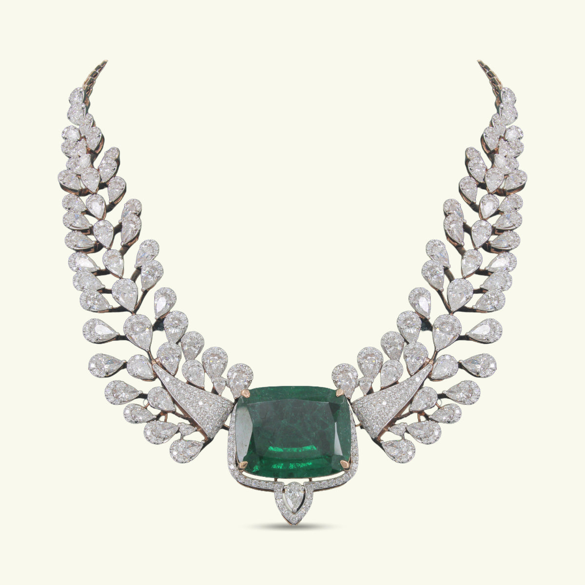 Laurel Emerald Diamond Necklace