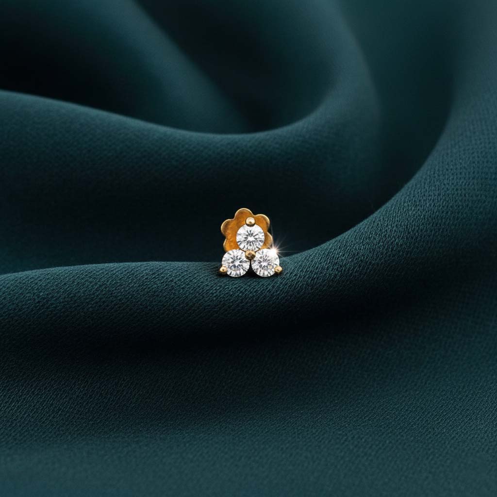 Priya Three Stone Diamond Nose Pin