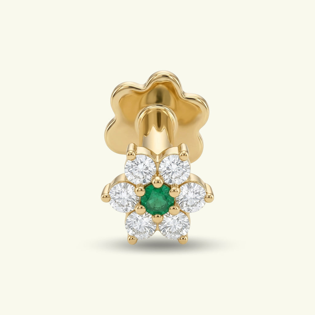 Reya Coloured Stone Diamond Nose Pin