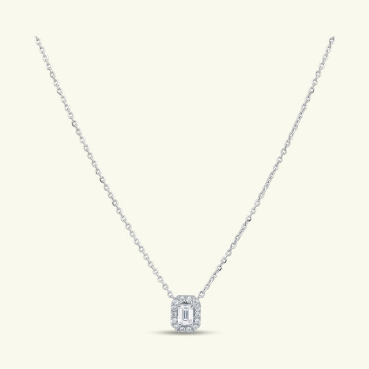Sylora Halo Diamond Pendant and Chain