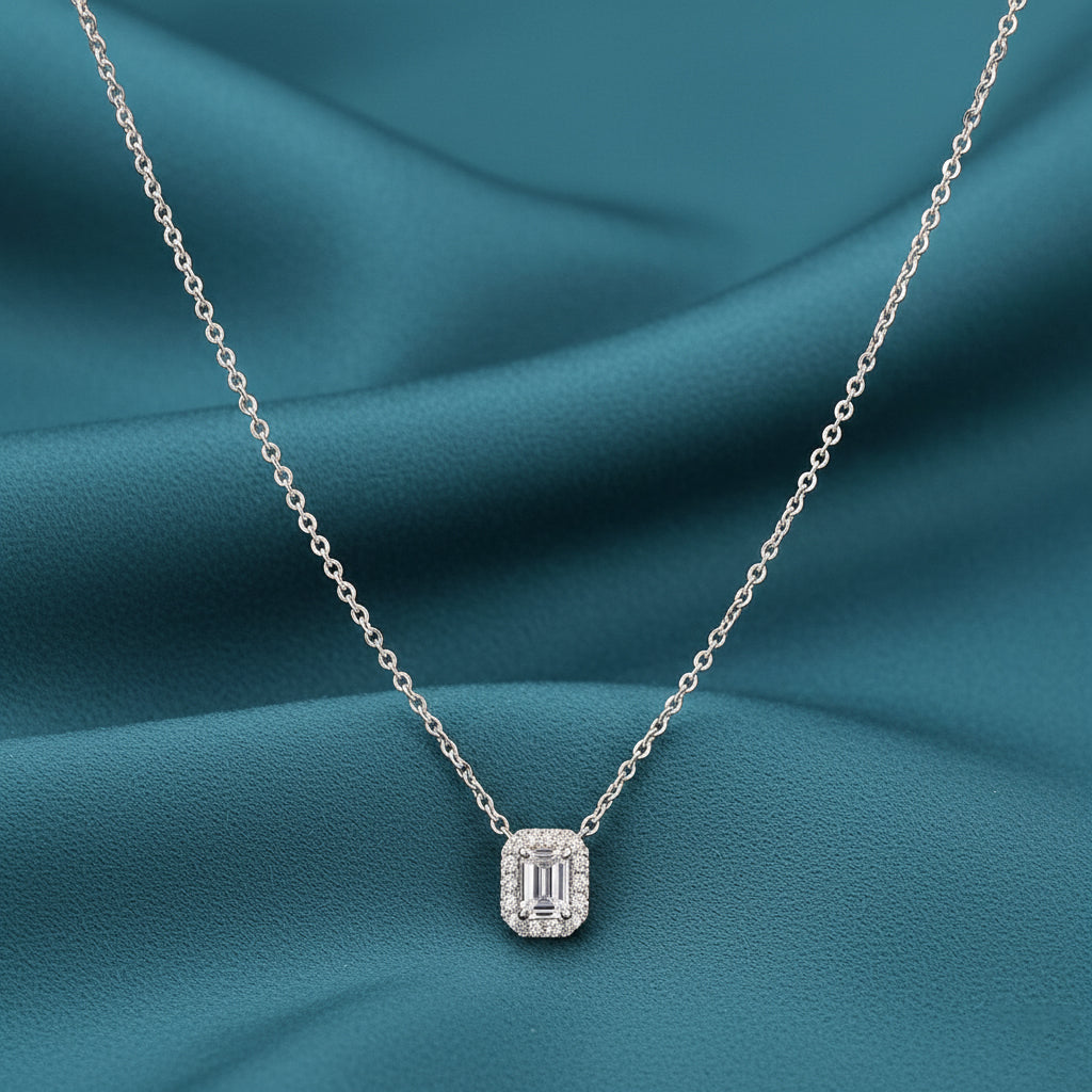 Sylora Halo Diamond Pendant and Chain