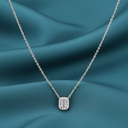 Sylora Halo Diamond Pendant and Chain