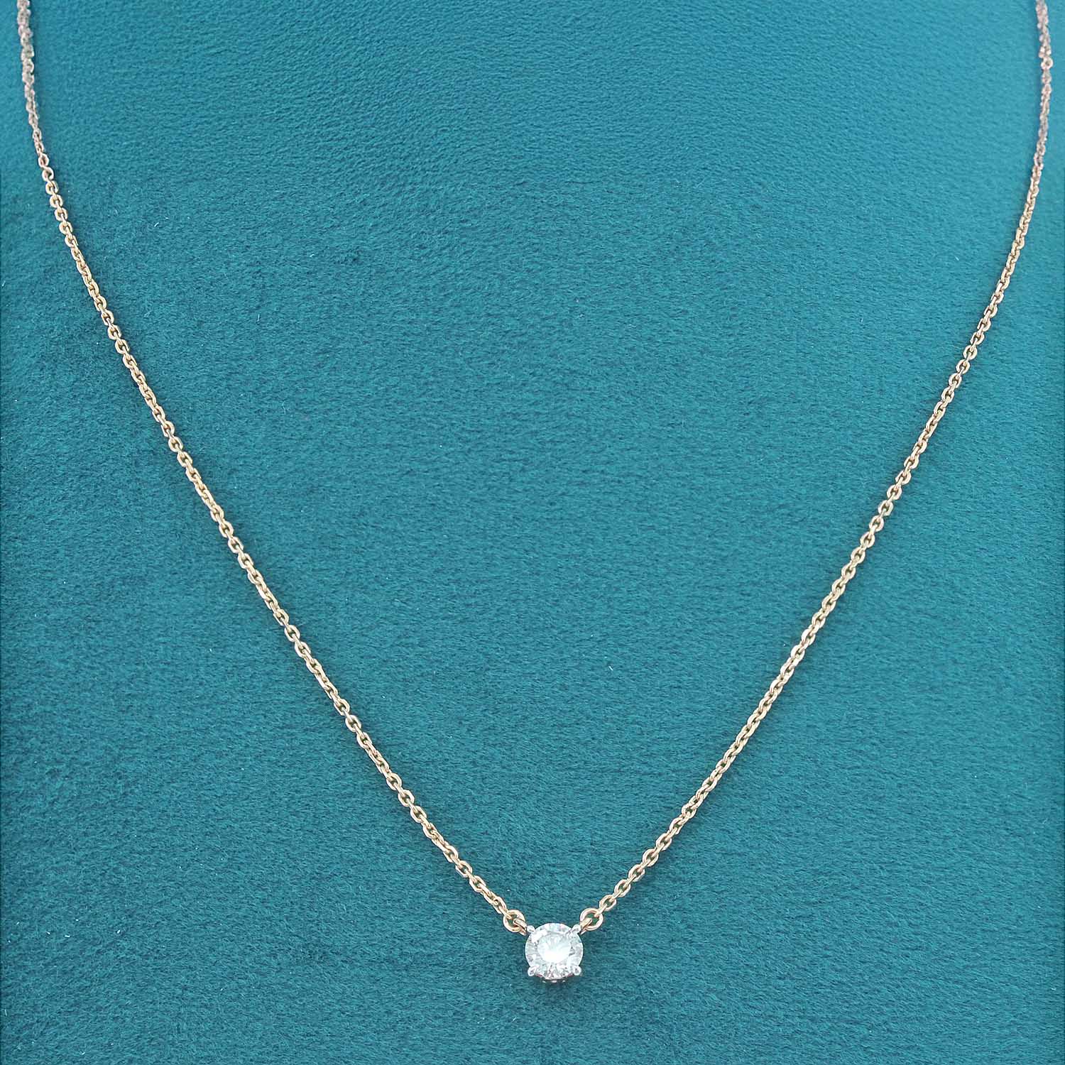 Avena Solitaire Diamond Pendant and Chain