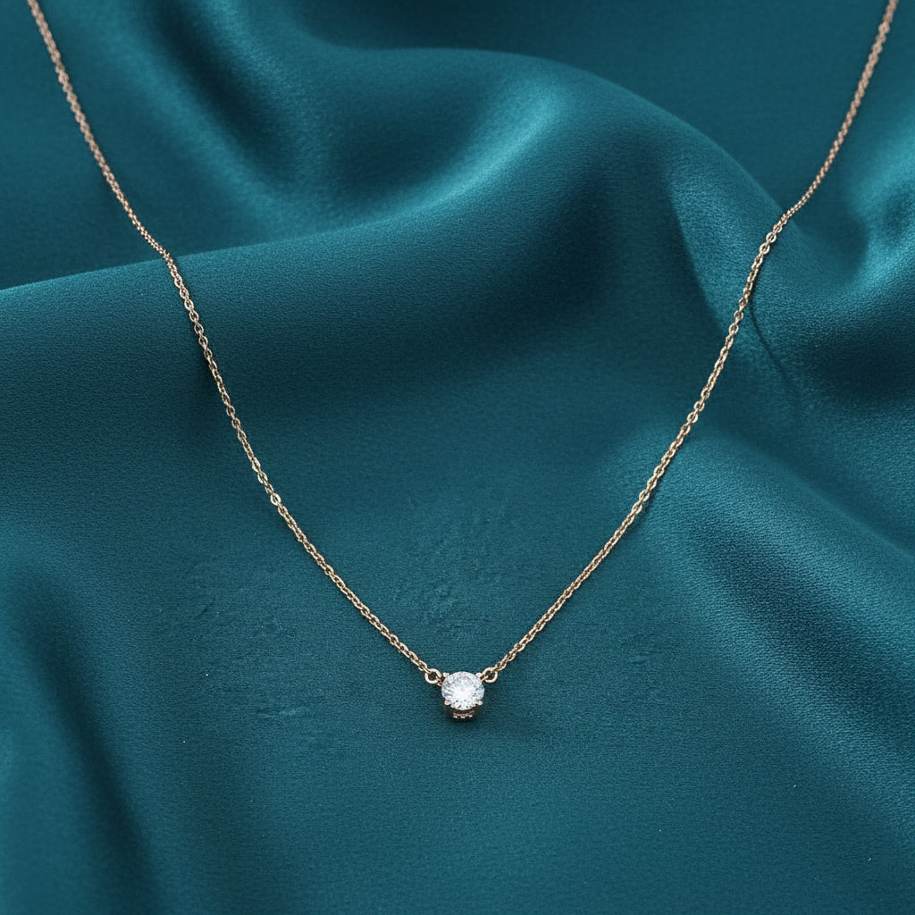 Avena Solitaire Diamond Pendant and Chain
