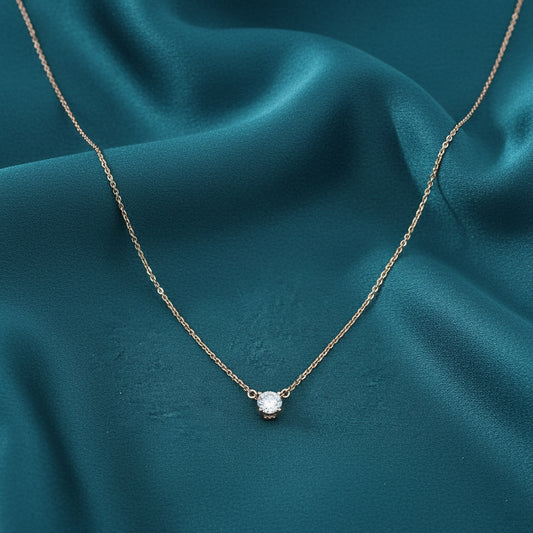 Avena Solitaire Diamond Pendant and Chain