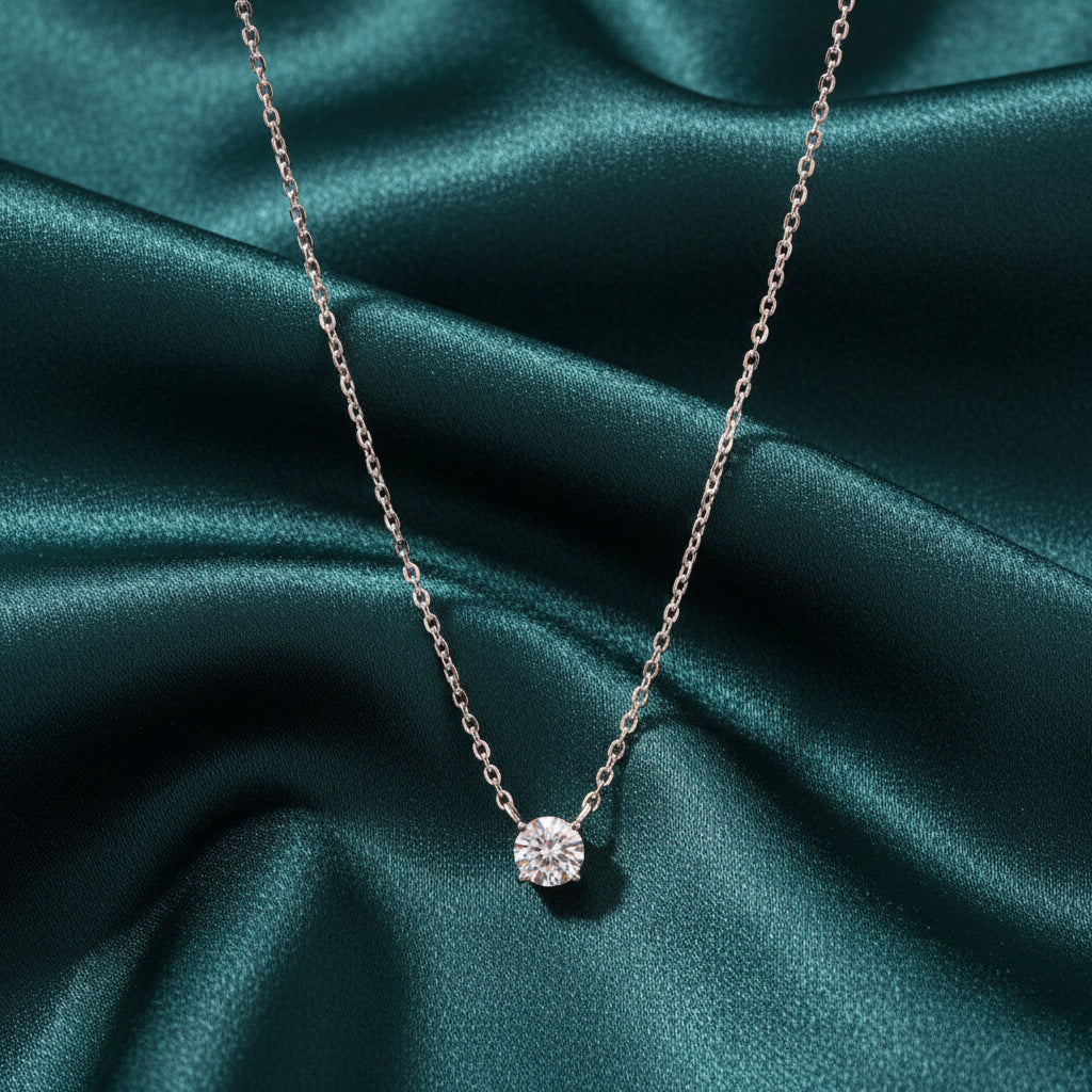 Ellara Solitaire Diamond Pendant and Chain