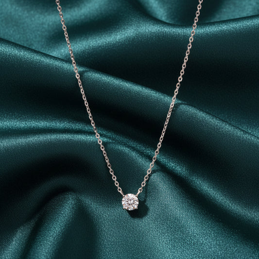 Ellara Solitaire Diamond Pendant and Chain