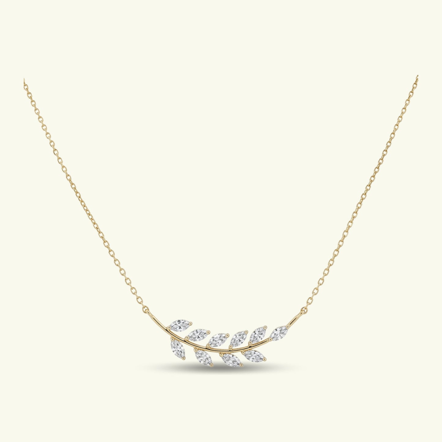 Aurelia Leaf Diamond Pendant with Chain 