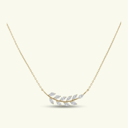  Aurelia Leaf Diamond Pendant with Chain 