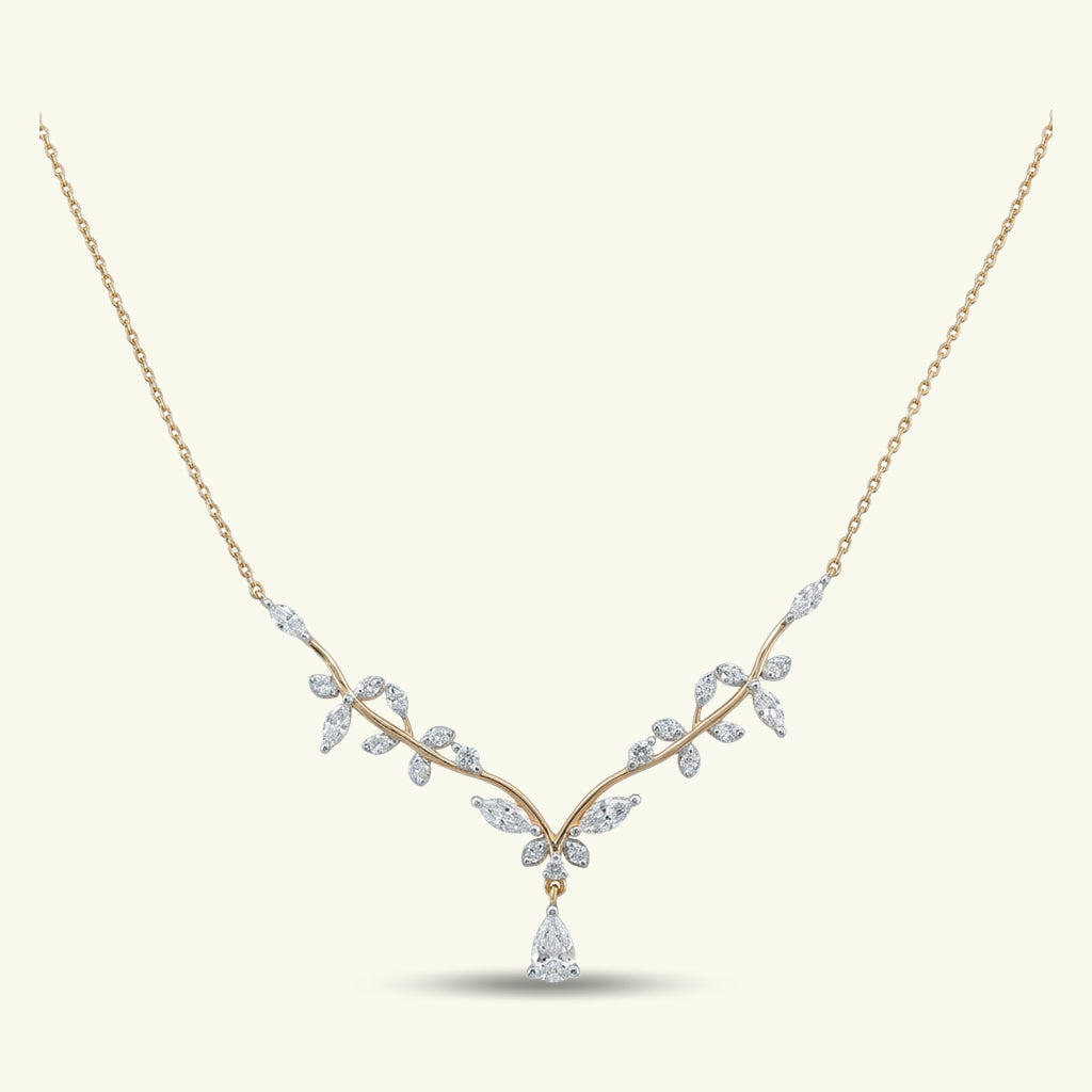  Sylwen Leaf Diamond Pendant with Chain 