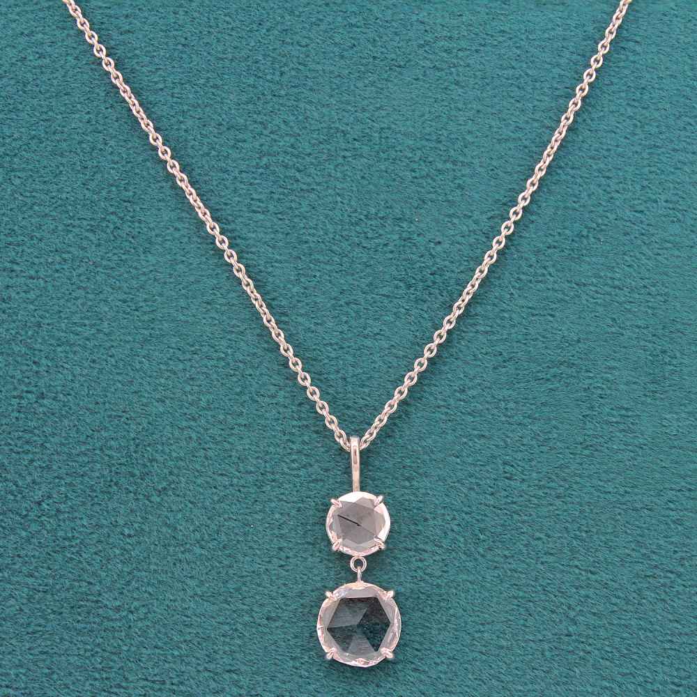 Cerine Two Stone Diamond Pendant with chain