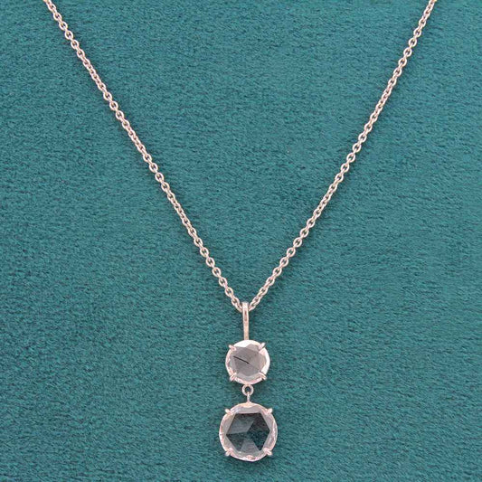 Cerine Two Stone Diamond Pendant with chain