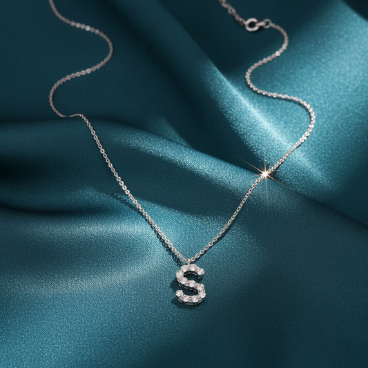Aakar Alphabet Diamond Pendant  with chain